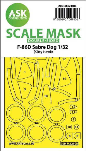 1/32 Art Scale F-86D Sabre Dog double-sided express fit mask for Kitty Hawk