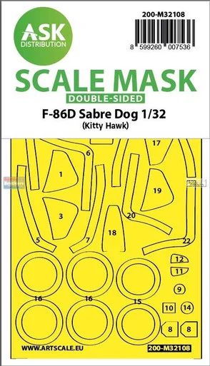 ASKM32108 1:32 ASK/Art Scale Double Sided Mask - F-86D Sabre (ZIM kit)