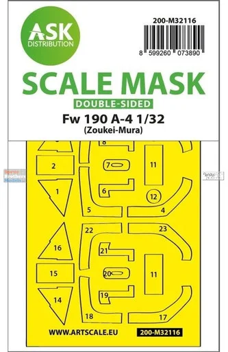 ASKM32116 1:32 ASK/Art Scale Double Sided Mask - Fw190A-4 (ZKM kit)