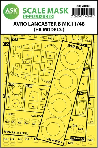 1/48 Art Scale Avro Lancaster Mk.I B double-sided painting mask for HK Models