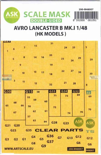 ASKM48007 1:48 ASK/Art Scale Mask - Lancaster B Mk.I Double-Sided (HKM kit)