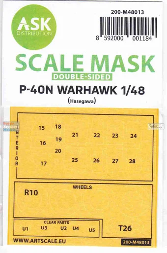 ASKM48013 1:48 ASK/Art Scale Mask - P-40N Warhawk (HAS kit)