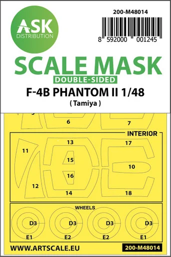 1/48 Art Scale F-4B Phantom double-sided painting mask for Tamiya