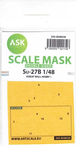 ASKM48038 1:48 ASK/Art Scale Mask [Double Sided] - Su-27B Flanker (GWH kit)