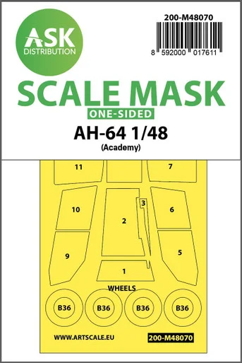 1/48 Art Scale AH-64 one-sided mask for Academy