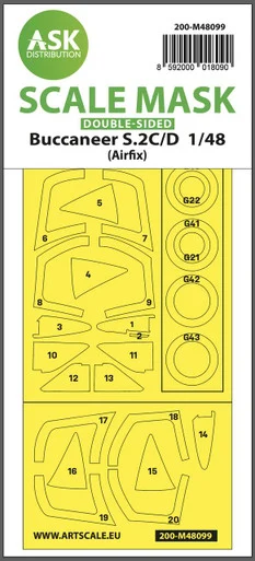 1/48 Art Scale Buccaneer S.2C/D double-sided mask self-adhesive, pre-cutted for Airfix