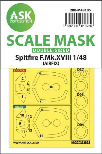 1/48 Art Scale Spitfire F.Mk.XVIII double-sided mask self-adhesive, pre-cutted for Airfix