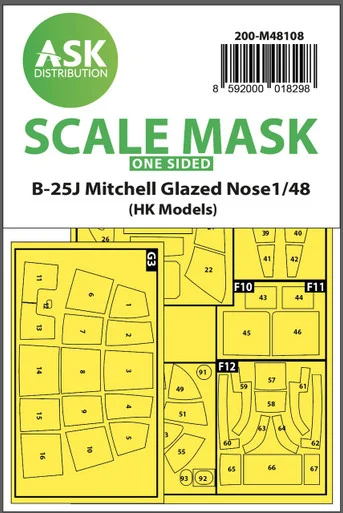 1/48 Art Scale B-25J Mitchell one-sided mask self-adhesive pre-cutted for HK Models