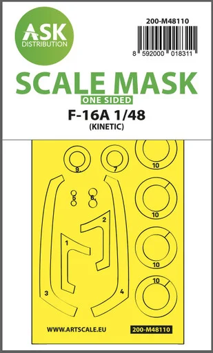 1/48 Art Scale F-16A one-sided express mask, self-adhesive and pre-cutted for Kinetic