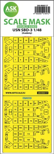 1/48 Art Scale USN SBD-3 double-sided express mask, self-adhesive and pre-cutted for Academy