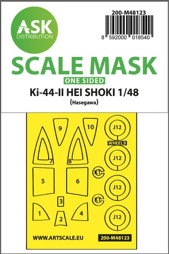 1/48 Art Scale Ki-44-II HEI SHOKI one-sided express mask, self-adhesive and pre-cutted for Hasegawa
