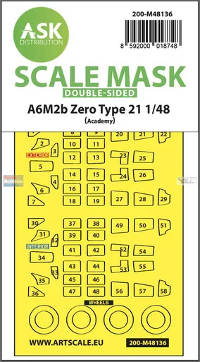 ASKM48136 1:48 ASK/Art Scale Double-Sided Mask - A6M2b Zero Type 21 (ACA kit)