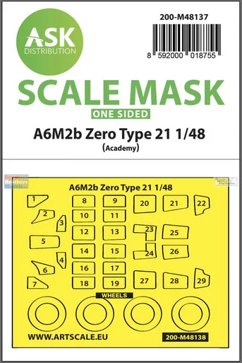 ASKM48137 1:48 ASK/Art Scale Mask - A6M2b Zero Type 21 (ACA kit)
