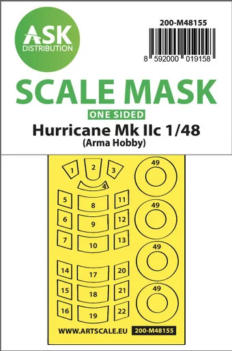 1/48 Art Scale Hawker Hurricane Mk.II one-sided express mask for Arma Hobby
