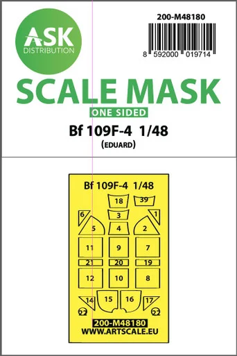 1/48 Art Scale Messerschmitt Bf 109F one-sided express mask, self-adhesive and pre-cutted for Eduard