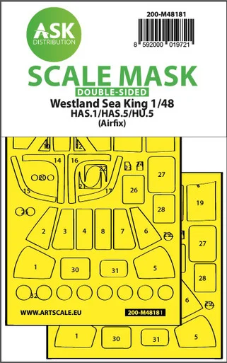 1/48 Art Scale Westland Sea King HAS.1/HAS.5/HU.5 double- sided express fit mask for Airfix
