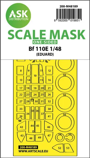 1/48 Art Scale Messerschmitt Bf 110E one-sided express fit mask for Eduard
