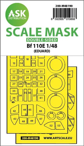 1/48 Art Scale Messerschmitt Bf 110E double-sided express fit mask for Eduard