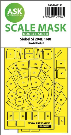1/48 Art Scale Siebel Si 204E double-sided realy fit and self adhesive express mask for Special Hobby