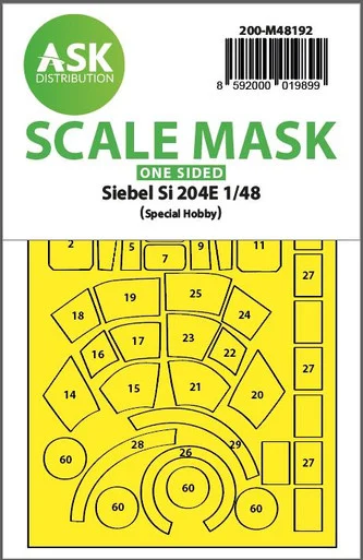1/48 Art Scale Siebel Si 204E one-sided realy fit and self adhesive express mask for Special Hobby