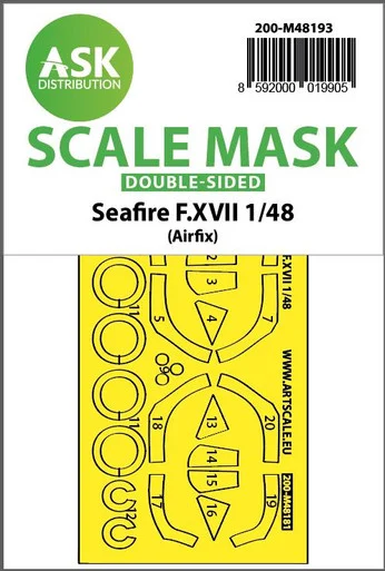 1/48 Art Scale Seafire F.XVII double-sided fit and self adhesive express mask for Airfix