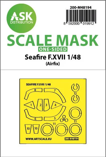 1/48 Art Scale Seafire F.XVII one-sided fit and self adhesive express mask for Airfix