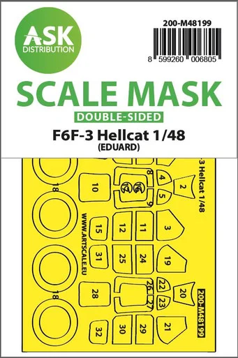 1/48 Art Scale F6F-3 Hellcat double-sided express fit mask for Eduard