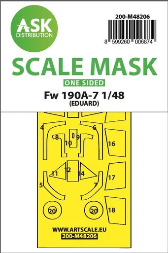 1/48 Art Scale Fw 190A-7 one-sided express fit mask for Eduard