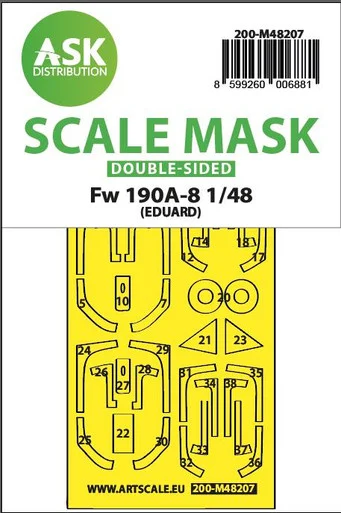 1/48 Art Scale Fw 190A-8 double-sided express fit mask for Eduard