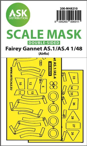 1/48 Art Scale Fairey Gannet AS.1/AS.4 double-sided fit and self adhesive express mask for Airfix
