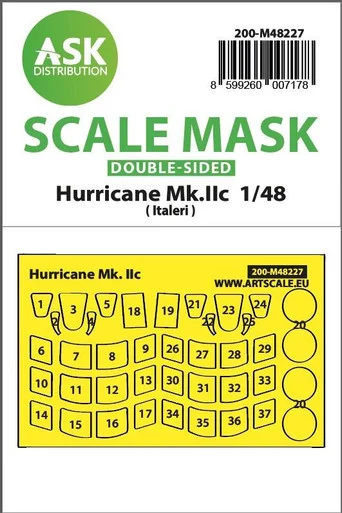 1/48 Art Scale Hawker Hurricane Mk.IIc double-sided express mask for Italeri