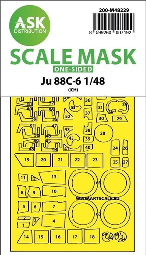 1/48 Art Scale Ju 88C-6 one-sided express fit mask for ICM