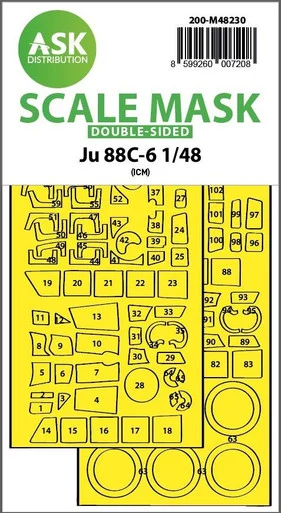 1/48 Art Scale Ju 88C-6 double-sided express fit mask for ICM