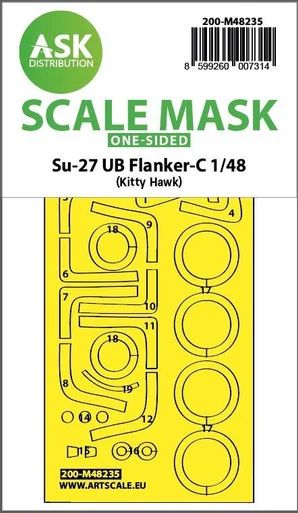 1/48 Art Scale Su-27UB Flanker-C one-sided express fit mask for Kitty Hawk