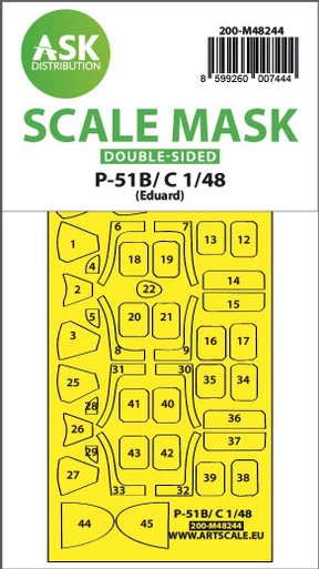1/48 Art Scale P-51B/C Mustang double-sided express fit mask for Eduard