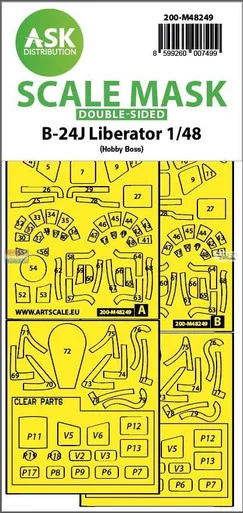 ASKM48249 1:48 ASK/Art Scale Double Sided Mask - B-24J Liberator (HBS kit)