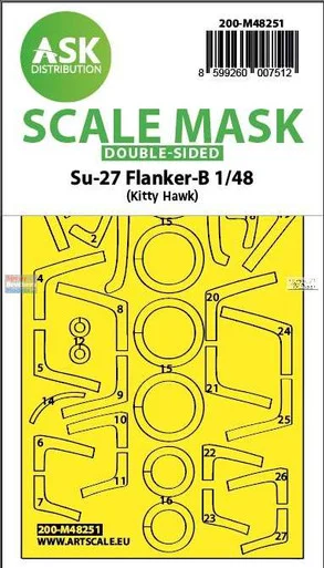 ASKM48251 1:48 ASK/Art Scale Double Sided Mask - Su-27 Flanker-B (ZIM/KTH kit)