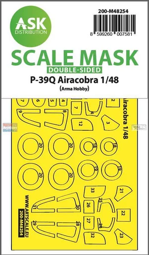 ASKM48254 1:48 ASK/Art Scale Double Sided Mask - P-39Q Airacobra (ARM kit)