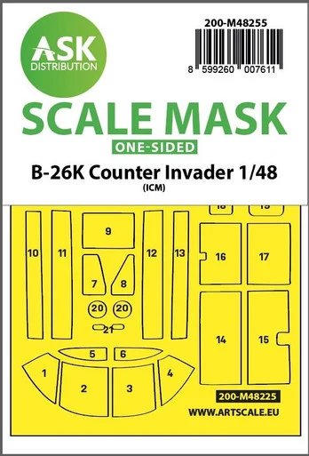 1/48 Art Scale B-26K Counter Invader one-sided express fit mask for ICM