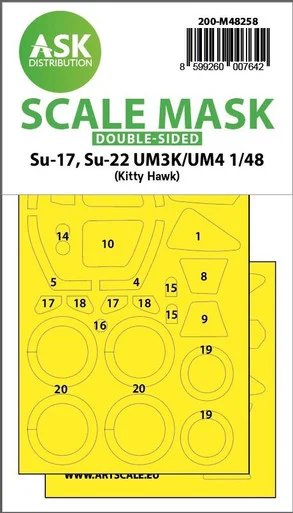 1/48 Art Scale Su-17, Su-22 UM3K/UM4 double-sided express fit mask for Kitty Hawk