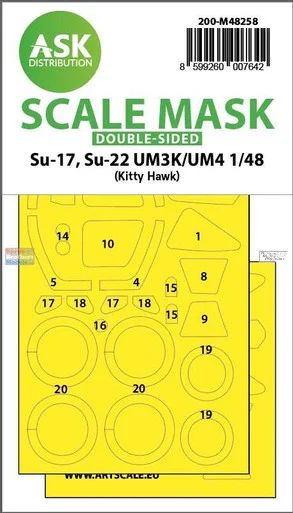 ASKM48258 1:48 ASK/Art Scale Double Sided Mask - Su-17UM3K/UM4 Su-22UM2K/UM4 (ZIM/KTH kit)