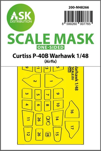 1/48 Art Scale Curtiss P-40B Warhawk one-sided express fit mask for Airfix