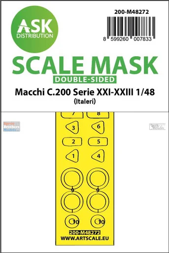 ASKM48272 1:48 ASK/Art Scale Double Sided Mask - MC.200 Saetta Serie XXI-XXIII (ITA kit)