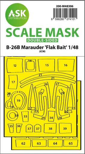 1/48 Artscale B-26B Marauder Flak Bait double-sided express fit mask for ICM