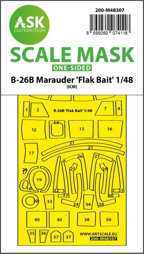 1/48 Artscale B-26B Marauder Flak Bait one-sided express fit mask for ICM