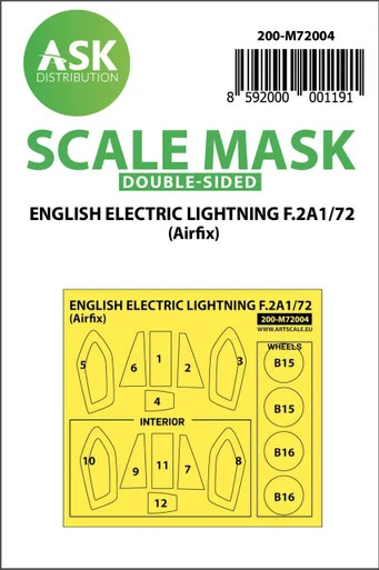 1/72 Art Scale EE Lightning F.2A double-sided painting mask for Airfix