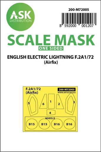 1/72 Art Scale EE Lightning F.2A one-sided painting mask for Airfix