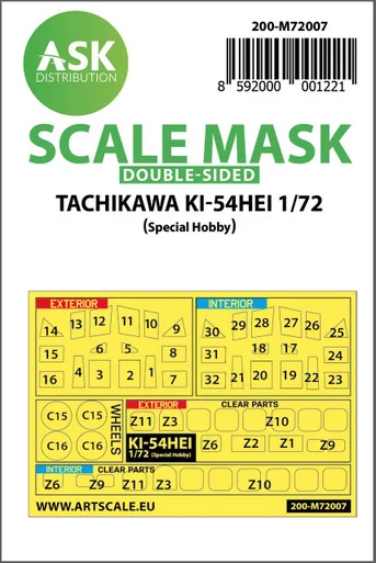 1/72 Art Scale Tachikawa Ki-54HEI double-sided painting mask for Special Hobby