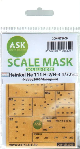 ASKM72009 1:72 ASK/Art Scale Mask -He111H-2/H-3 Double-Sided (HAS/H2K kit)
