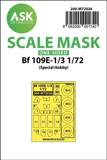 1/72 Art Scale Bf 109E-1/E-3 one-sided painting mask for Special Hobby